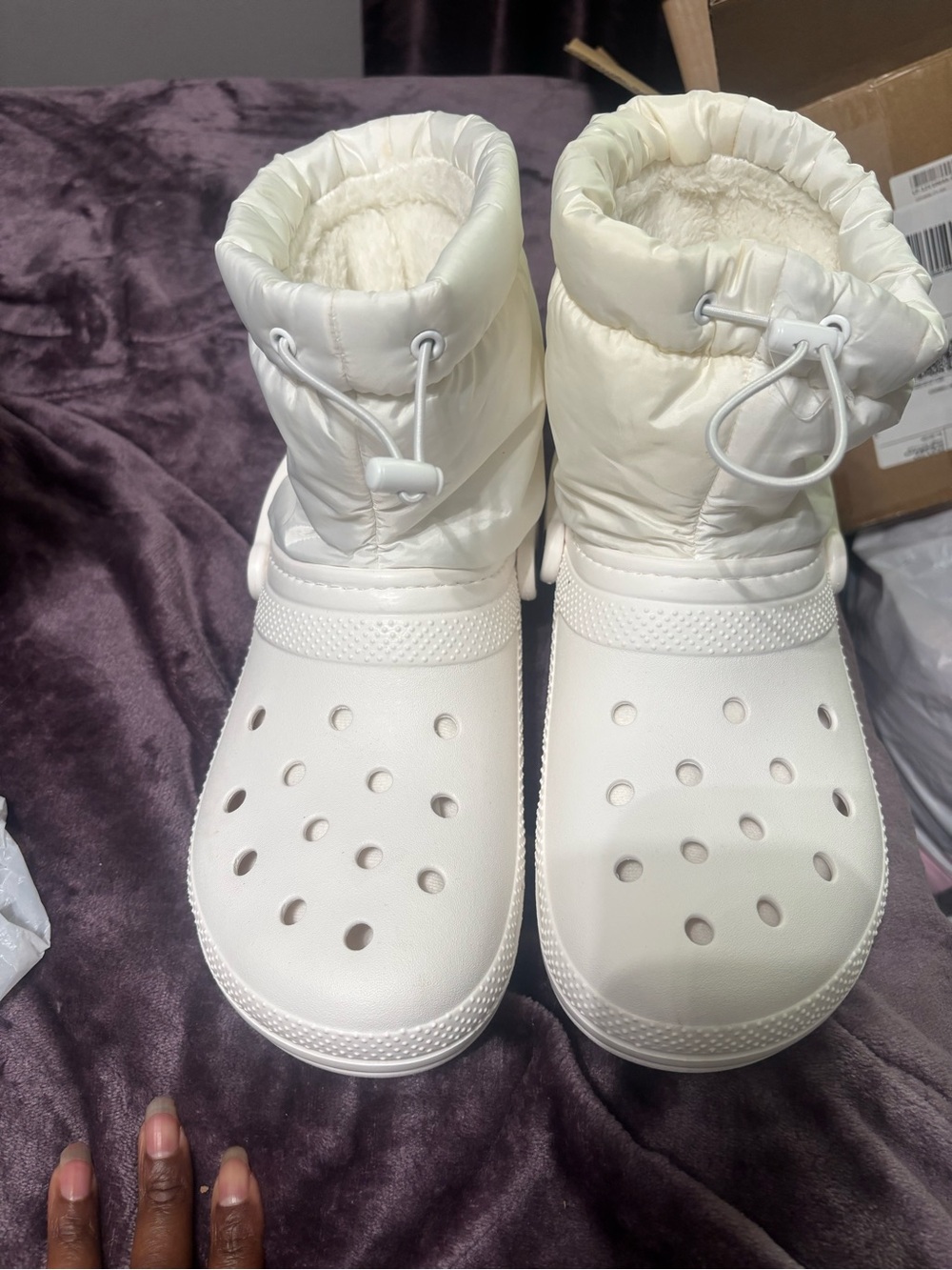 CROCS  White Plush-Lined Snow Boot-Clogs